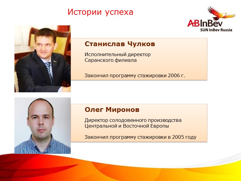 Станислав Чулков Исполнительный директор Саранского филиала   Закончил программу стажировки 2006 г. Олег